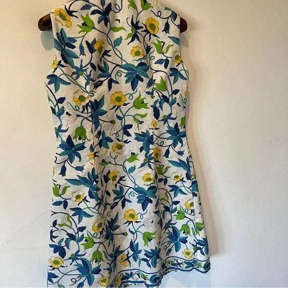 Vintage 1960s Holly Hill Floral Sleeveless Dress Jackie O Mad Men Era Pleats - Picture 12 of 14